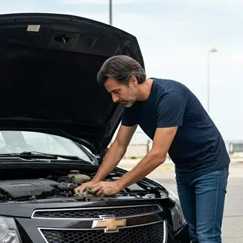 Mecánico revisando el motor de un auto